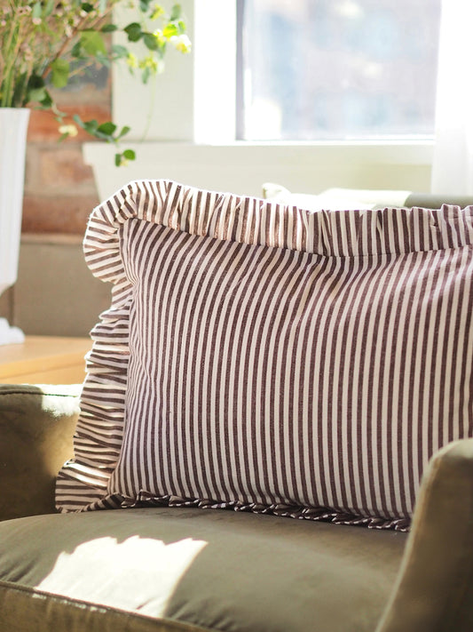 Dark Chocolate Stripe Pillow | 14x20