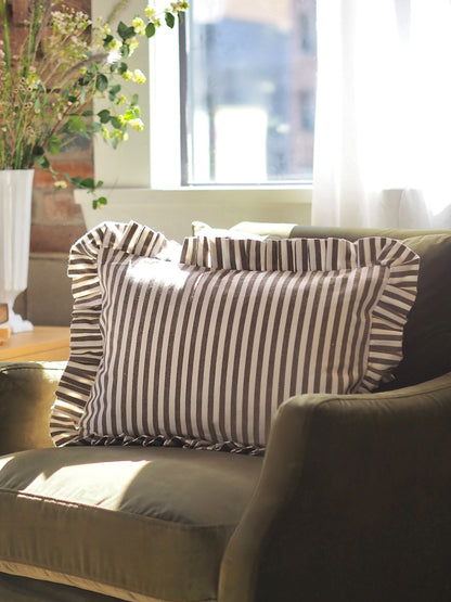 Olive Green Stripe Pillow | 14x20