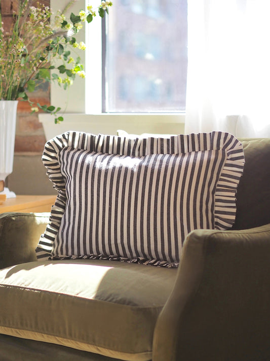 Charcoal Stripe Pillow | 14x20