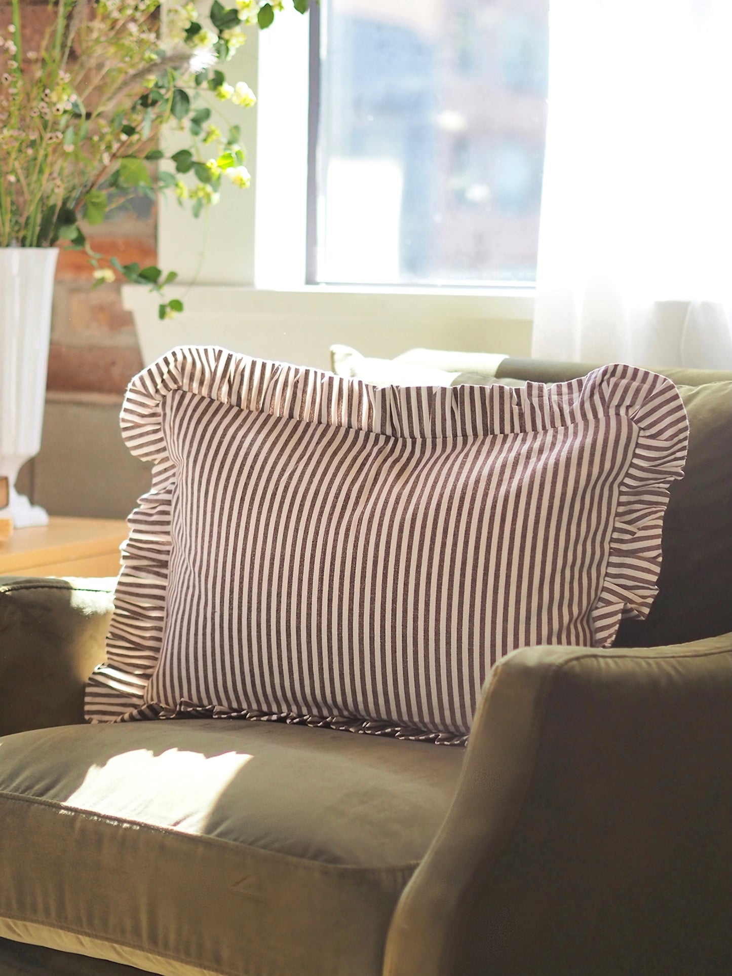 Dark Chocolate Stripe Pillow | 14x20