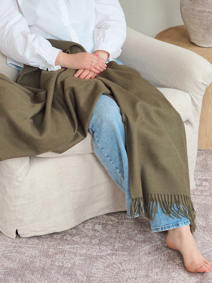 Olive Green Baby Throw